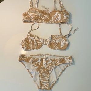 NWT Madewell balconette and underwire tops classic bottom in palm leaves Medium